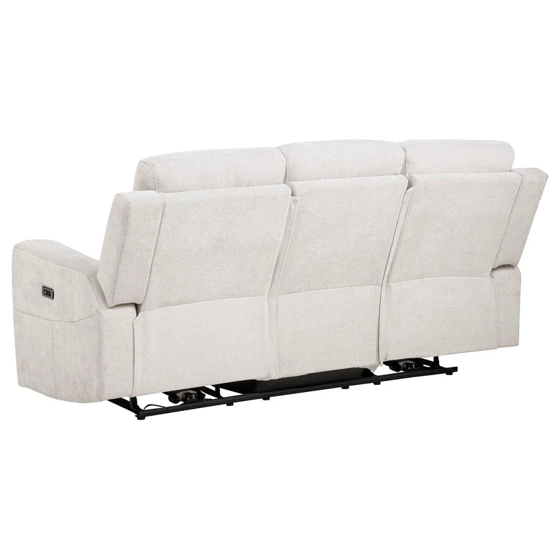 Kennett Chenille Upholstered Power Reclining Sofa Ivory by Unique Piece Furniture