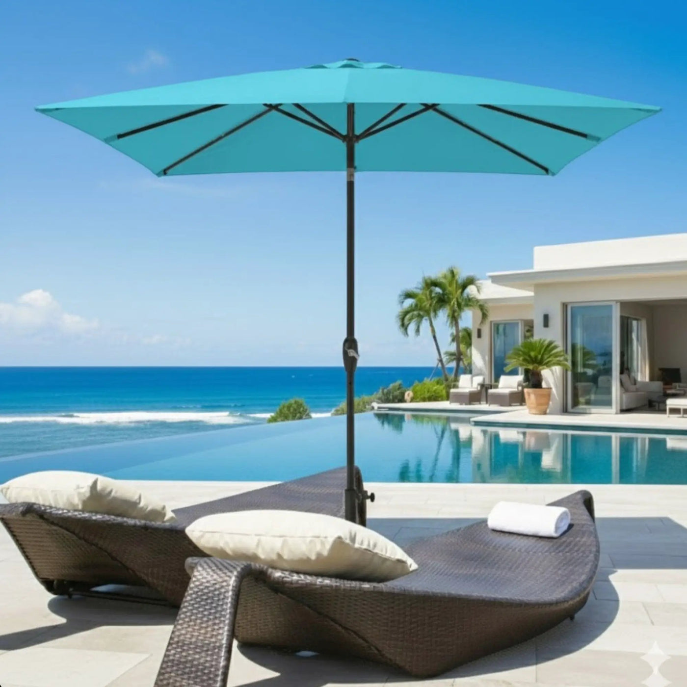 Rectangular Patio Umbrella With Crank Tilt, Polyester UV-Resistant Canopy by HouseOfZazla