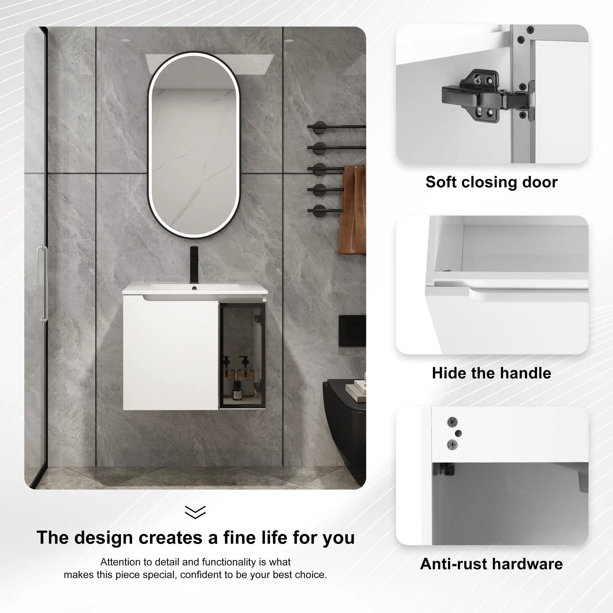 24" Wall-Mounted Bathroom Vanity With Ceramic Sink by HouseOfZazla