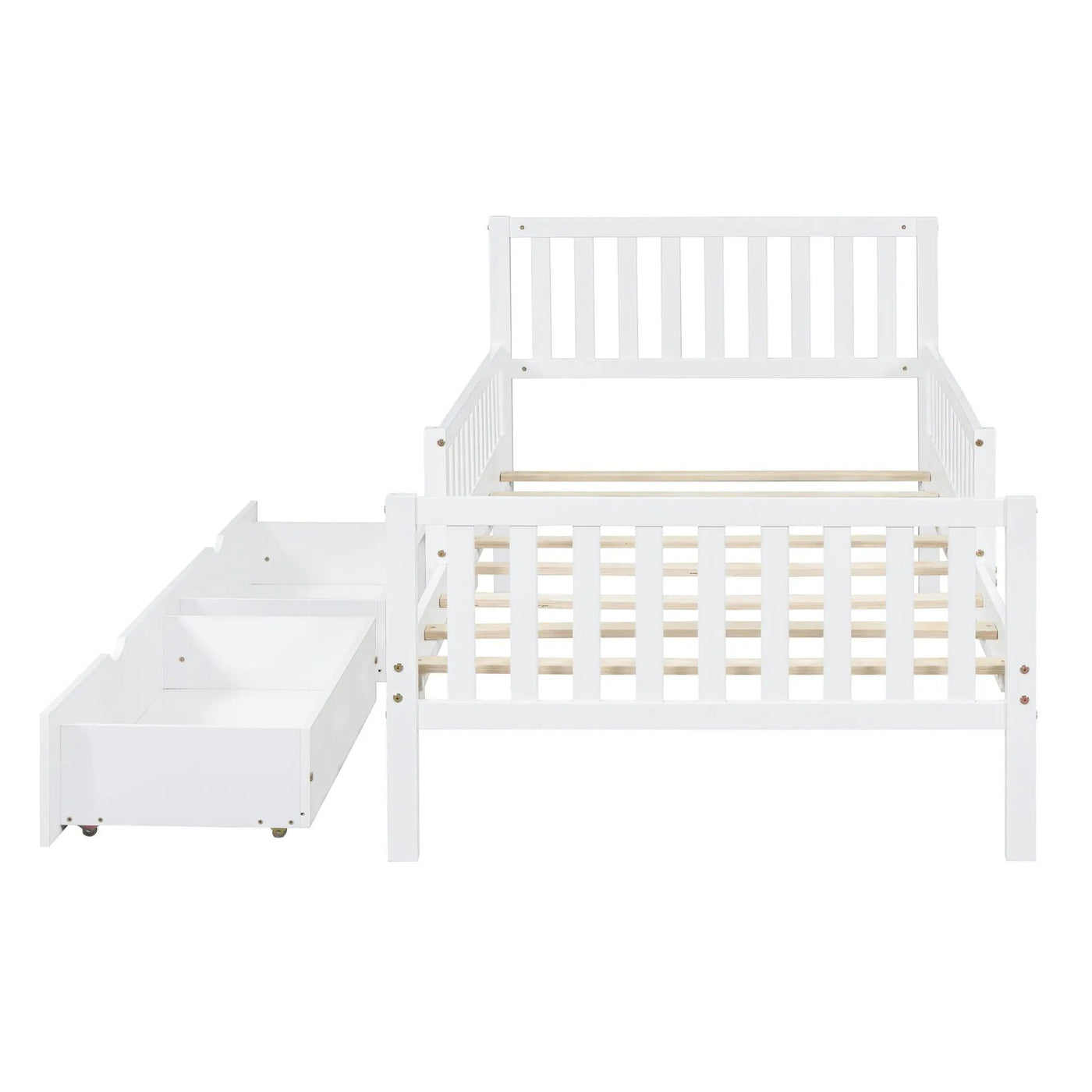 Platform Bed With Guardrails On Both Sides And 2 Storage Drawers by HouseOfZazla