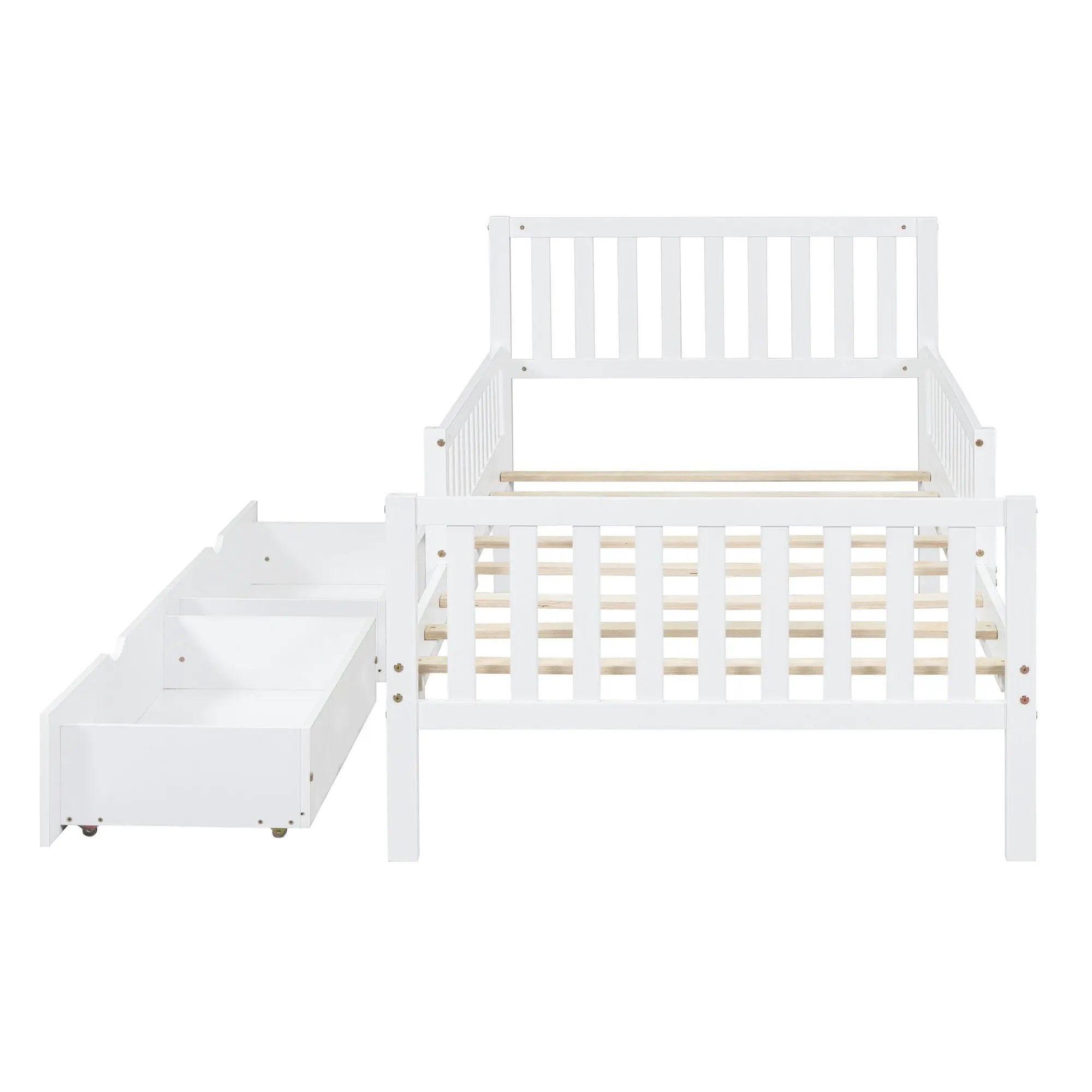 Platform Bed With Guardrails On Both Sides And 2 Storage Drawers by HouseOfZazla