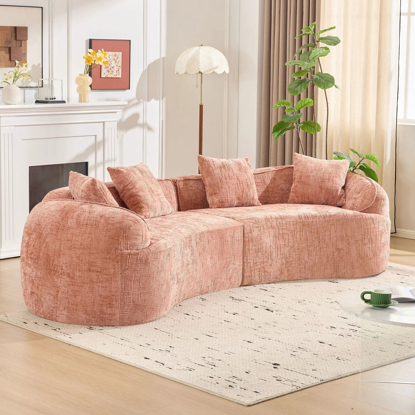 Curved Compressed Sofa, Nordic-Style Design For Living Room by Unique Piece Furniture