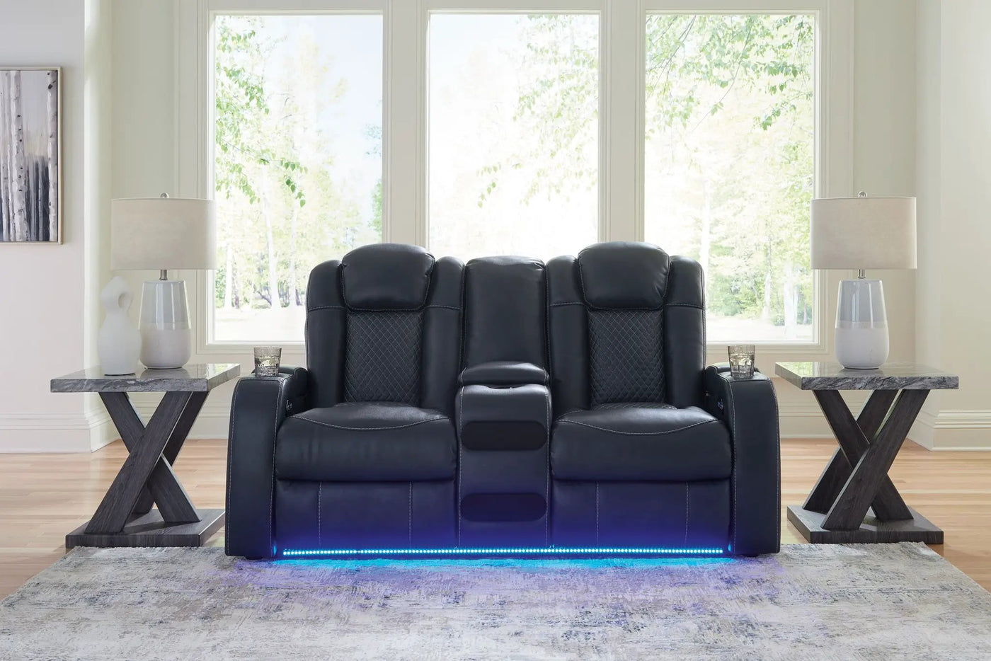 Fyne-dyme - Power Reclining Loveseat With Console/Adj Hdrst by Unique Piece Furniture