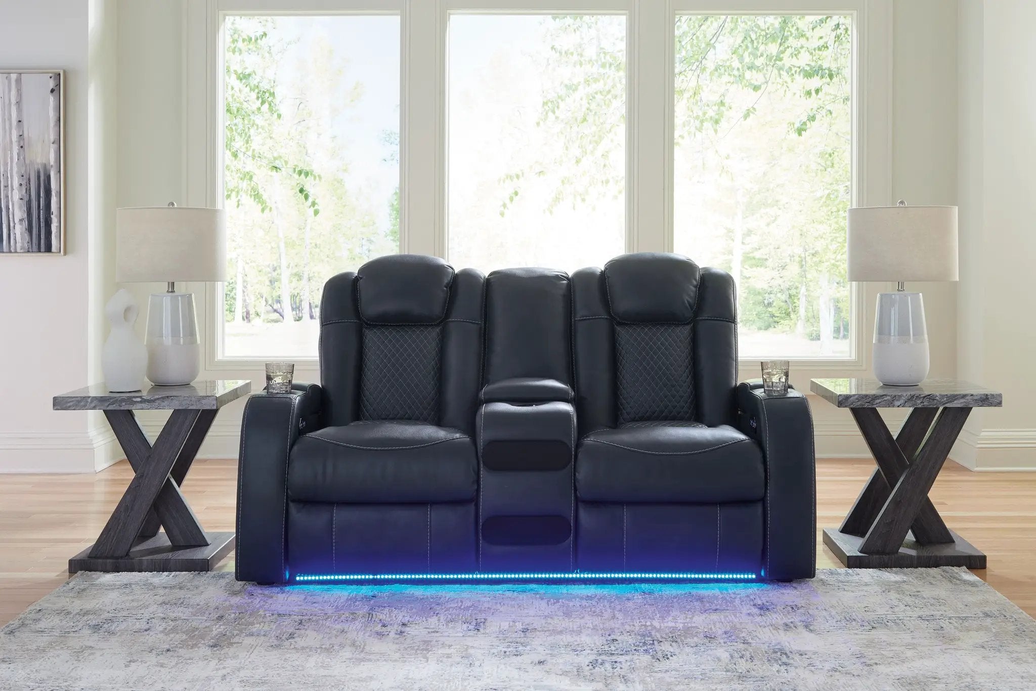 Fyne-dyme - Power Reclining Loveseat With Console/Adj Hdrst by Unique Piece Furniture