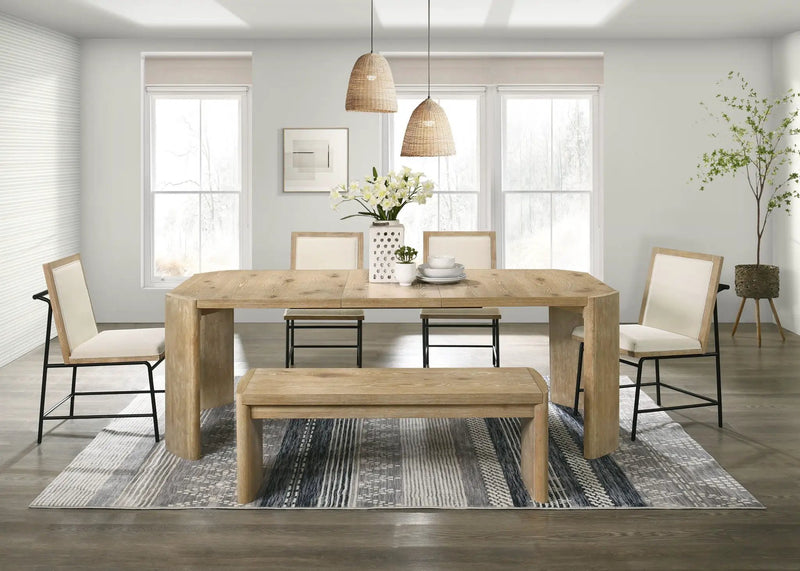 Magnus - 6 Piece Extendable Rectangular Dining Table Set With Dining Bench - Oak by Unique Piece Furniture