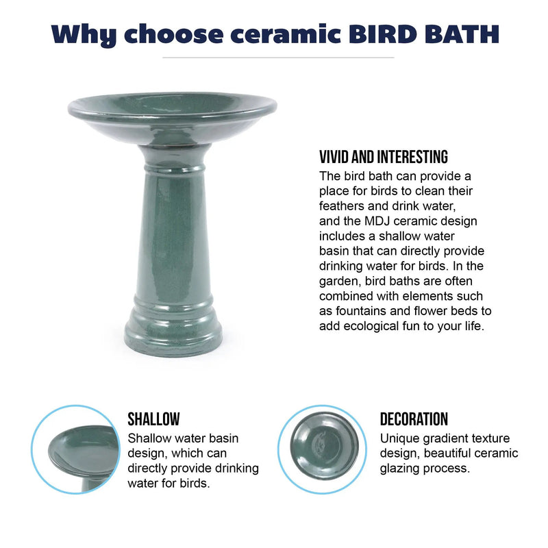 Ceramic Pedestal Bird Bath for Outdoor Garden by HouseOfZazla