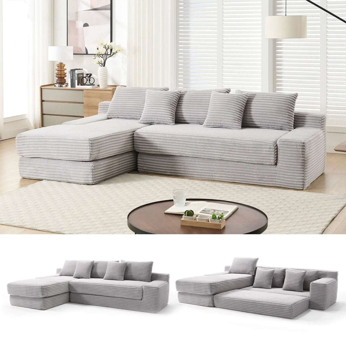 Modern L - Shaped Sectional Couch With Memory Foam by Unique Piece Furniture