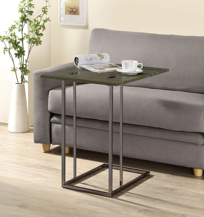 Pedro Expandable C-Shaped Sofa Side Table Weathered Grey by Unique Piece Furniture