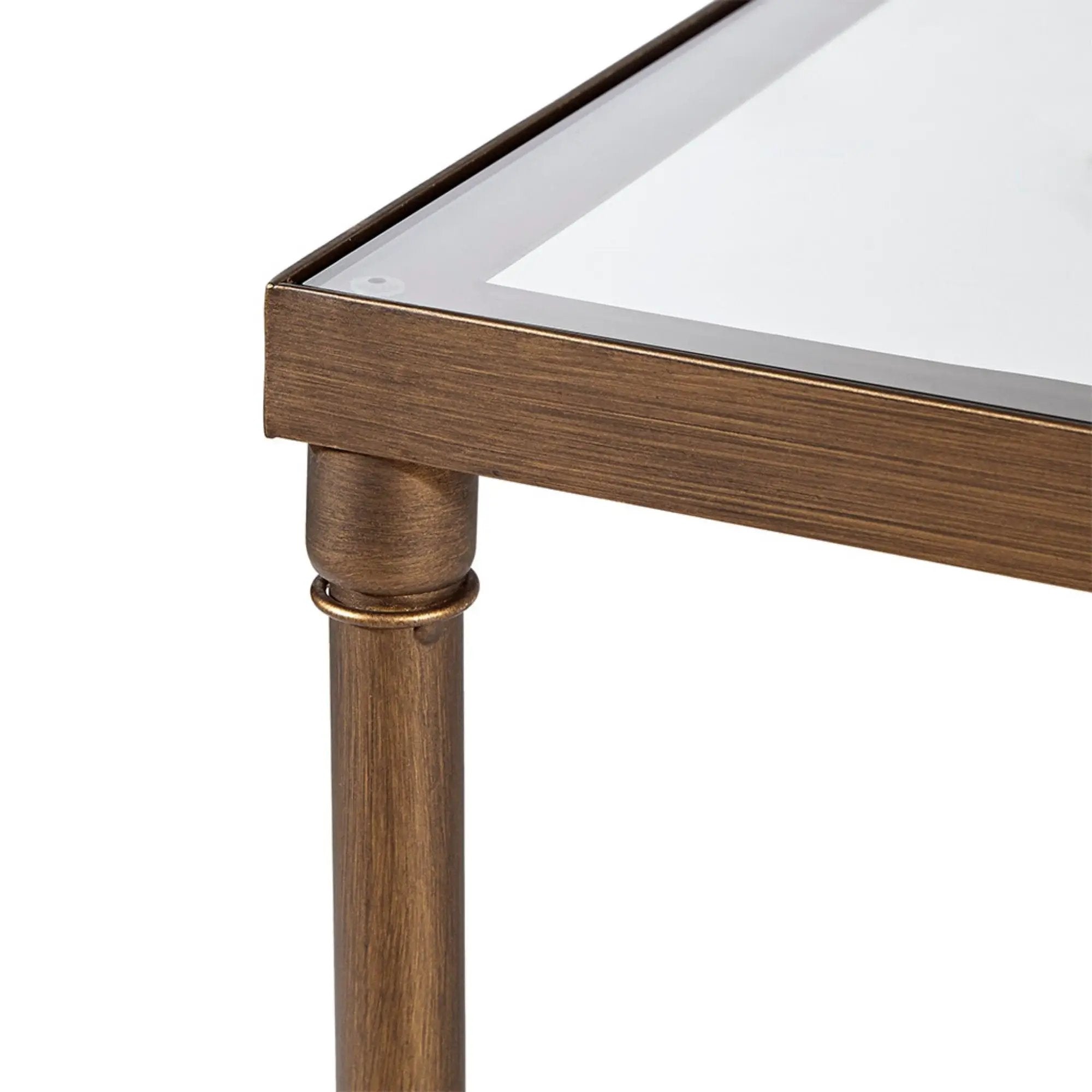 Metal Rectangle Coffee Table With Tempered Glass Top - Bronze by HouseOfZazla