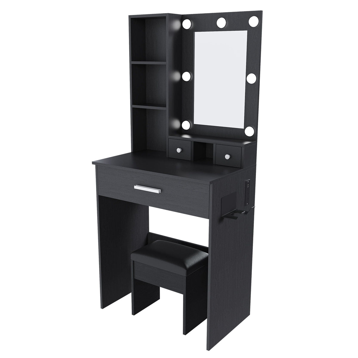 Vanity Set with Mirror, Adjustable LED Lights & Power Outlet - Wood & Mirror, photo 2 of 12