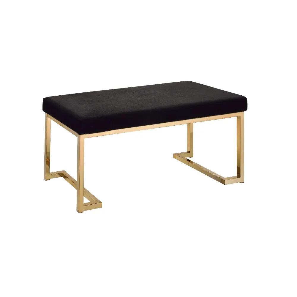 Boice - Bench - Black Fabric & Champagne by Unique Piece Furniture