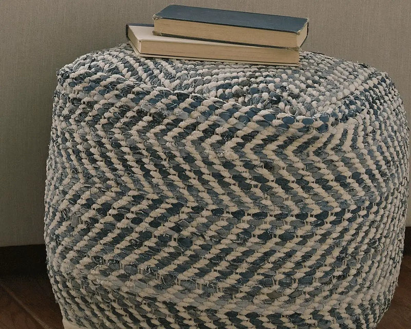 Chevron - Pouf - Blue by Unique Piece Furniture