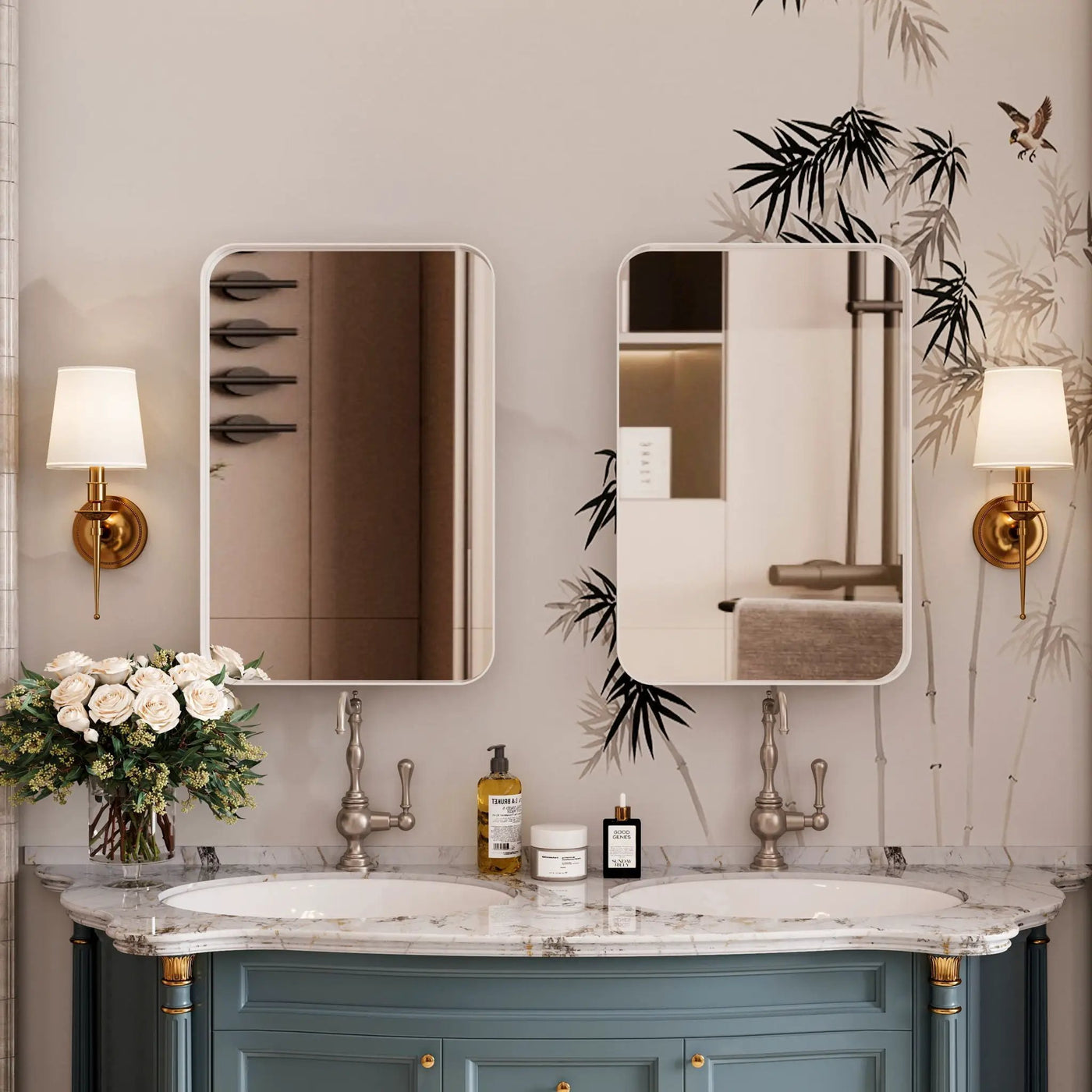 Recessed Metal Framed Medicine Cabinet With Mirror And Adjustable Shelves Wall Mirror With Storage For Bathroom by HouseOfZazla