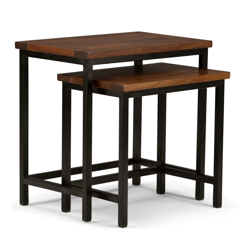 Skyler - 2 Piece Nesting Side Table - Dark Cognac Brown by HouseOfZazla