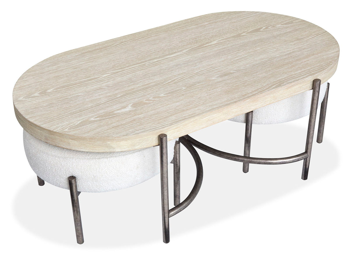 Jennings - Oval Cocktail Table With Two Ottomans - Edgecomb Gray And Weathered Antique Nickel, photo 4 of 7