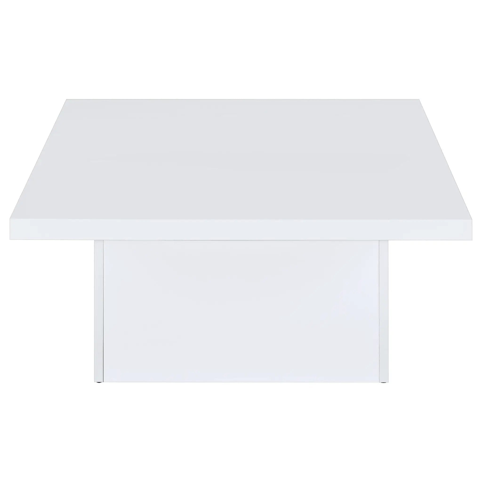 Devar Square Engineered Wood Coffee Table White High Gloss by Unique Piece Furniture