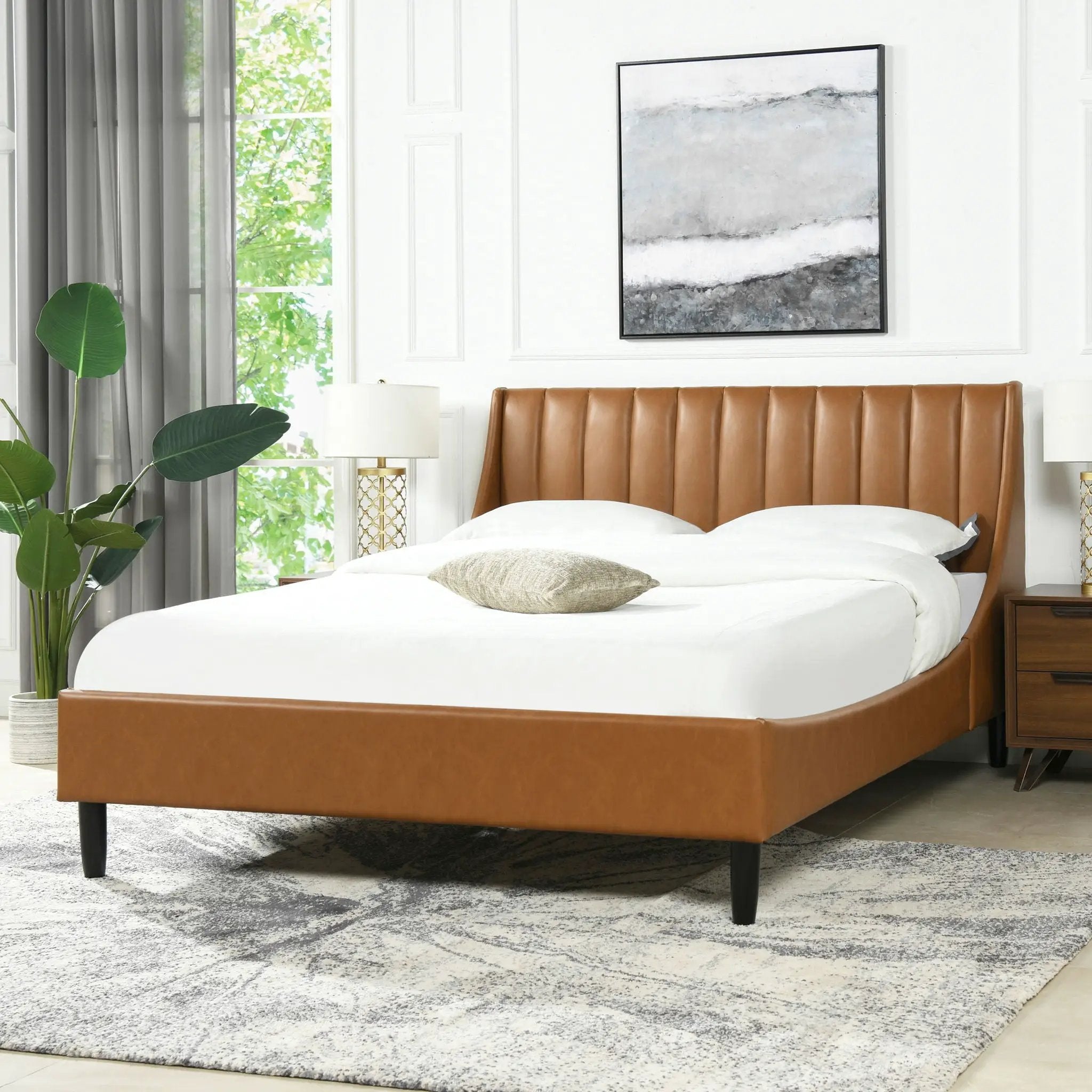 Aspen - Vertical Tufted Modern Headboard Platform Bed Set by HouseOfZazla