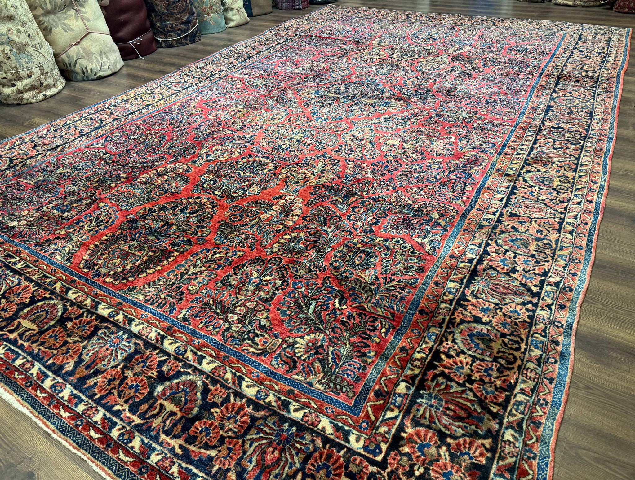 Palace Size Persian Sarouk Rug 10x16, Rare Size, Red, Large Antique Persian Carpet by Jewel Rugs