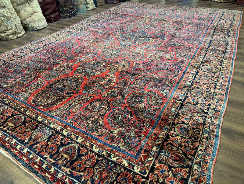 Palace Size Persian Sarouk Rug 10x16, Rare Size, Red, Large Antique Persian Carpet by Jewel Rugs
