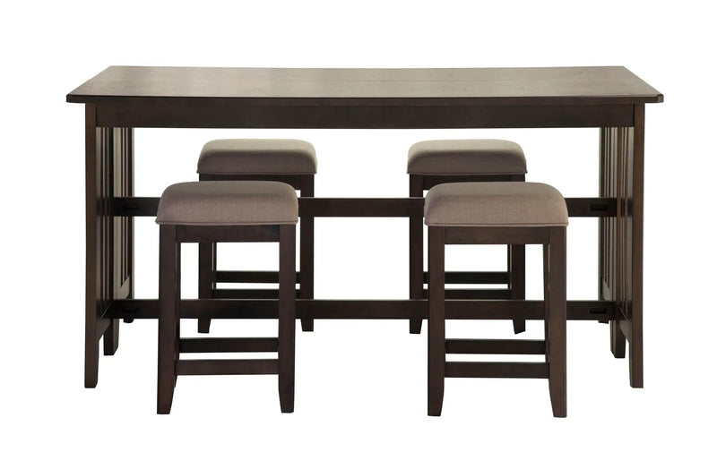 Drop Leaf Table & 4 Stools - Dark Brown by Unique Piece Furniture