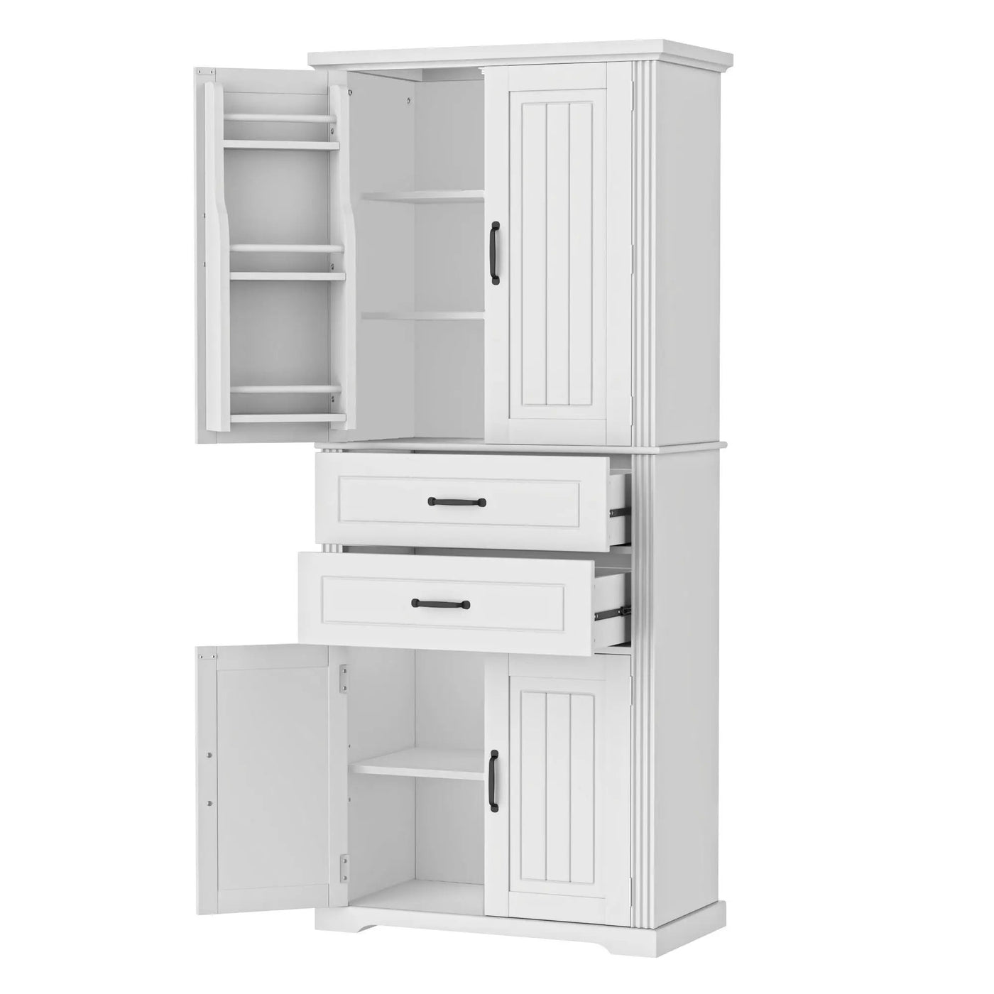 Multi Functional Storage Cabinet With Adjustable Shelves, 2 Drawers, Door Shelves by HouseOfZazla