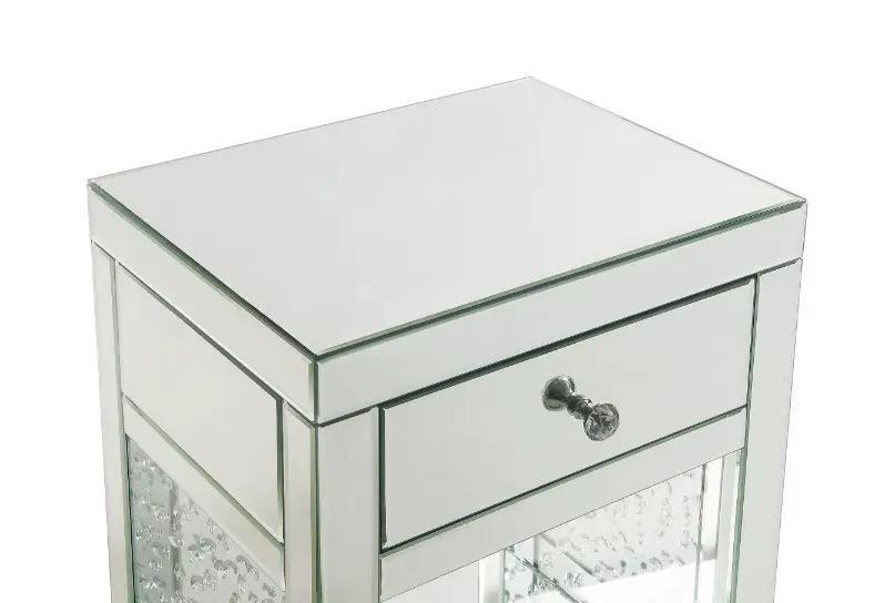 Nysa - 18" X 14" Accent Table - Mirrored & Faux Crystals by Unique Piece Furniture