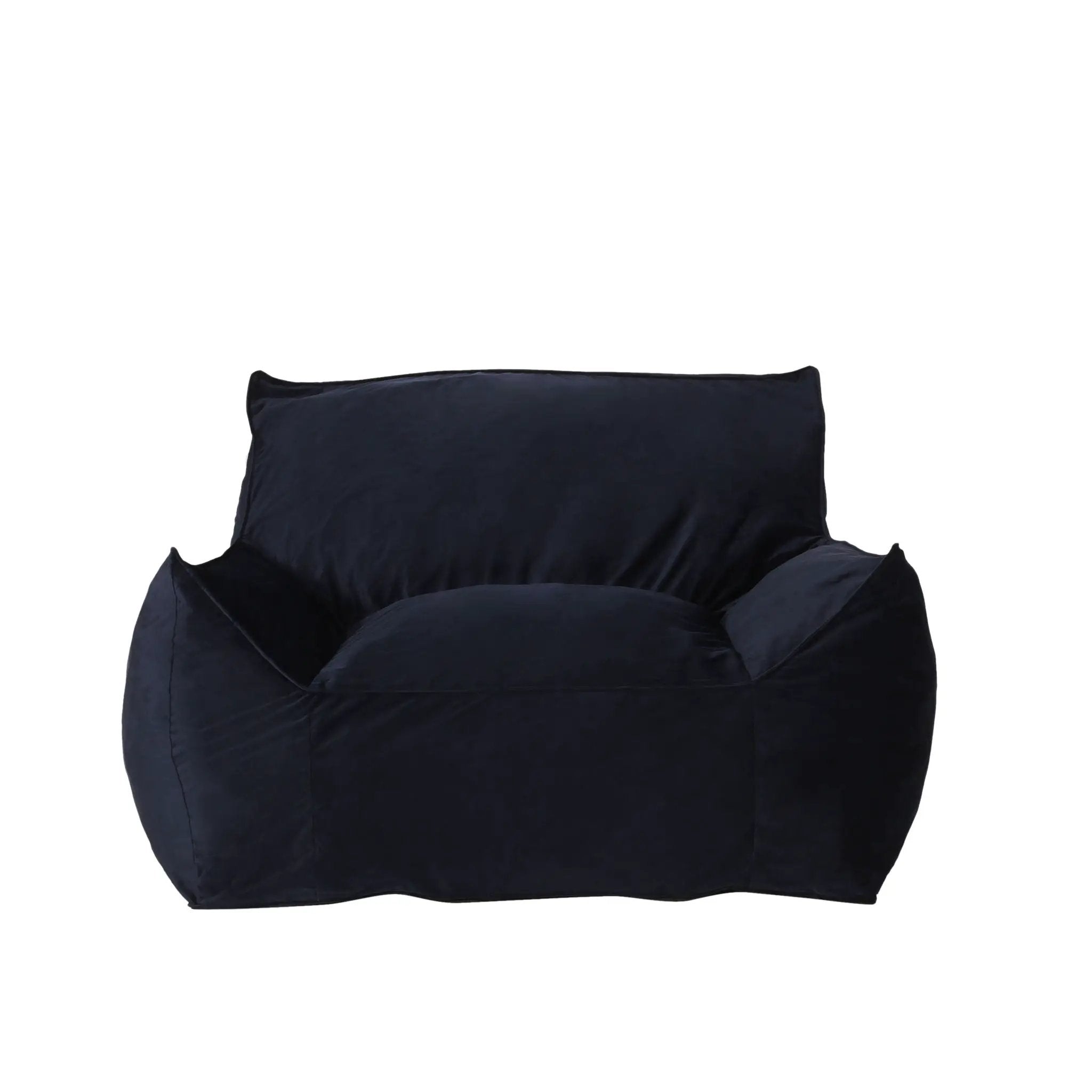 Allea - Velveteen Bean Bag Chair With Armrests - Midnight Blue by HouseOfZazla