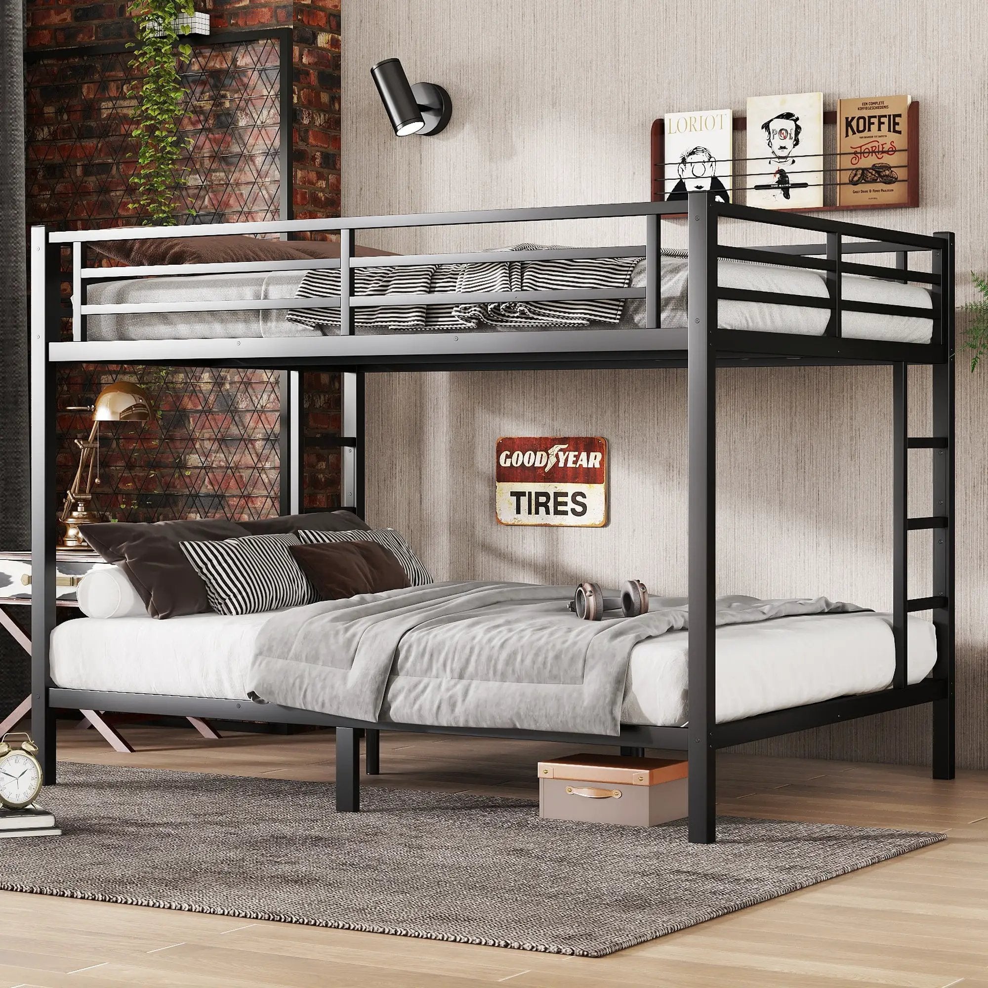 Metal Queen Over Queen Bunk Bed for Teens and Adults by HouseOfZazla