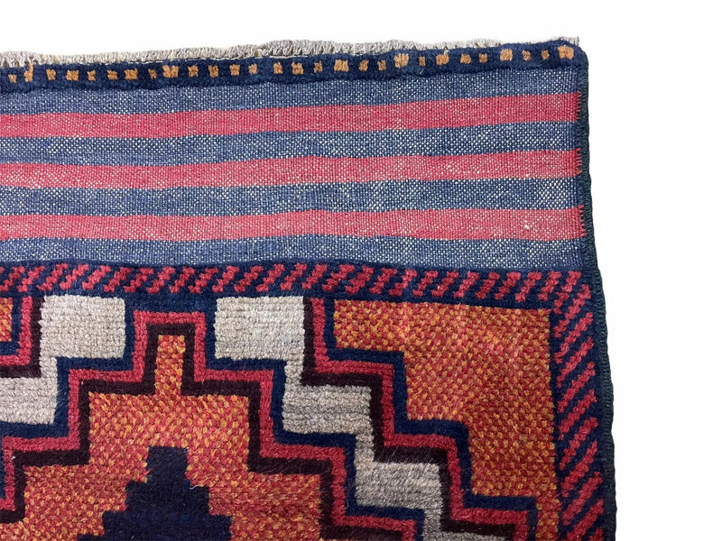 3X5 Vintage Handmade Tribal Wool Rug Balouchi Rug Afghan Rug Red 2' 8" X 4' 8" by Jewel Rugs