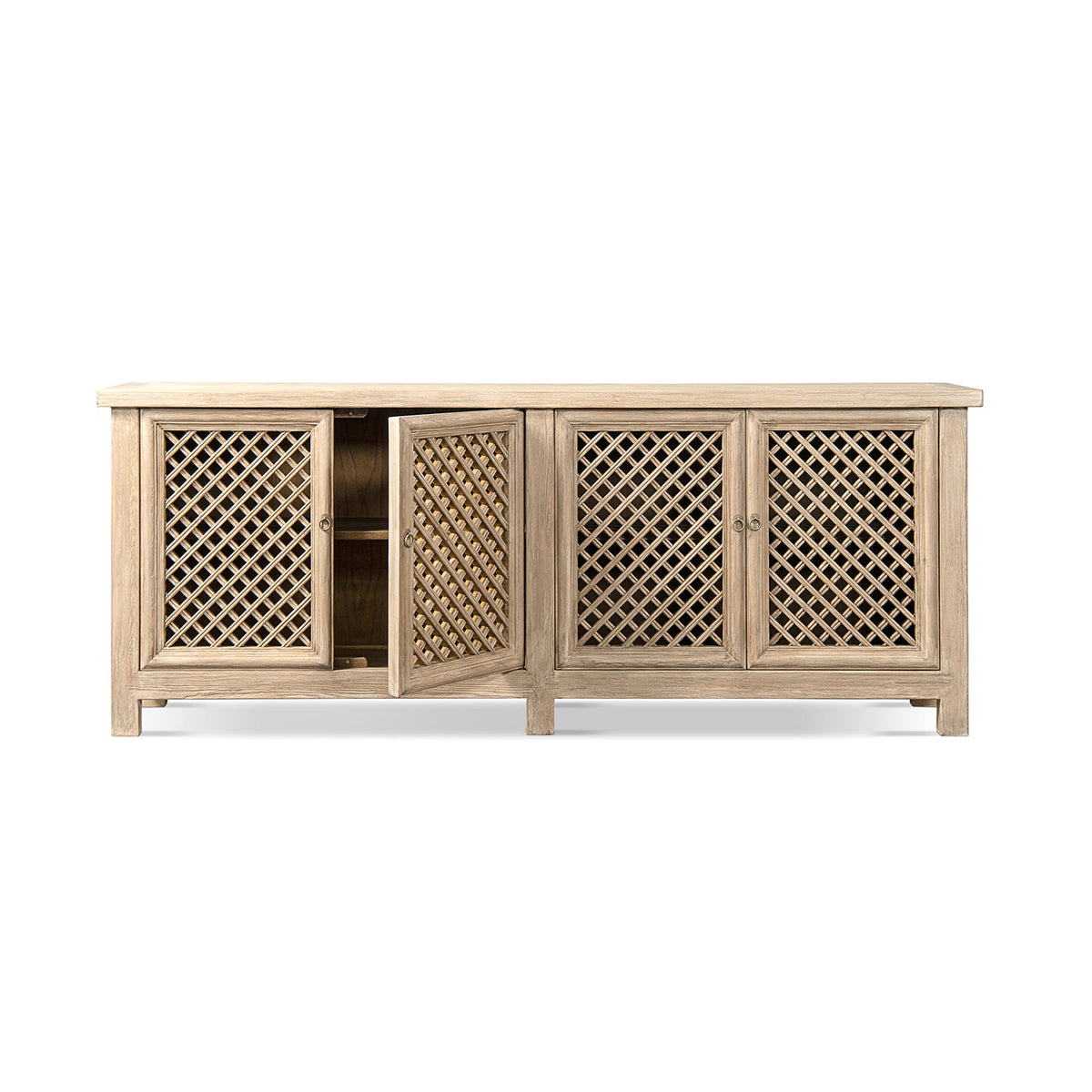 Arden 97" Extra Long Reclaimed Pine Lattice Front Sideboard – Heritage Light, photo 7 of 10