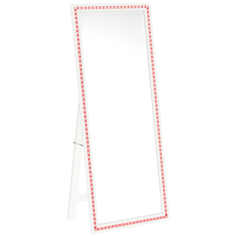 Windrose 28 x 67 Inch Tempered LED Standing Mirror White by Unique Piece Furniture