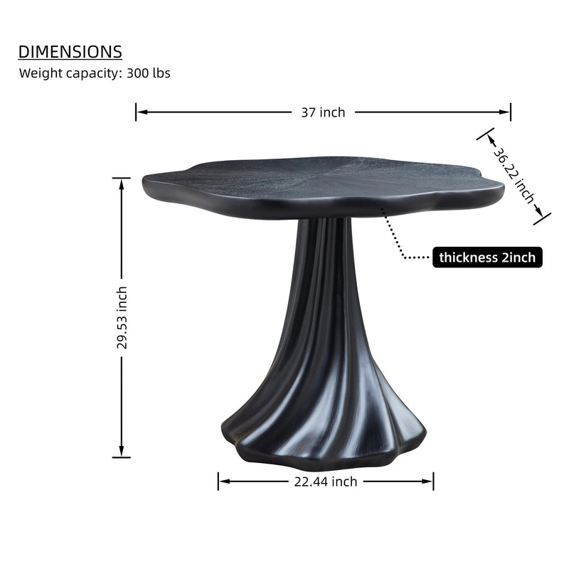 Sculptural Round Dining Table Petal Shape Root Texture For Dining Room - Black by HouseOfZazla