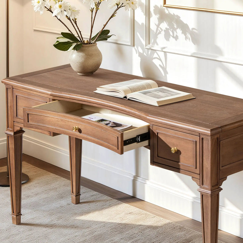 Dauphin - 3 Drawer Executive Desk - Brown by HouseOfZazla