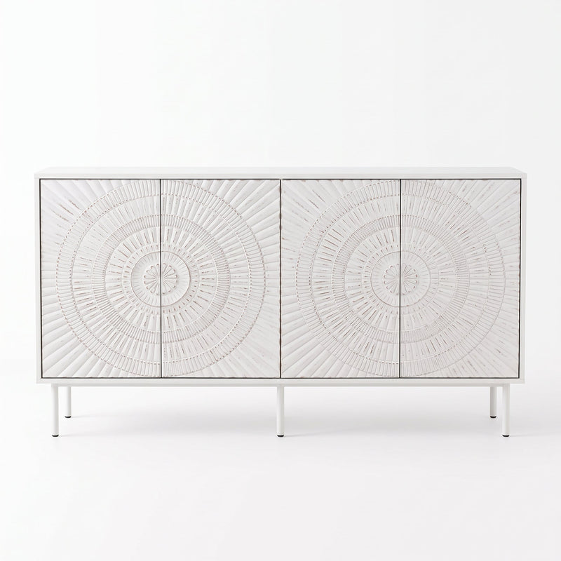 Shabby Chic Wood Sideboard Buffet with Storage Hutch - White, photo 9 of 10