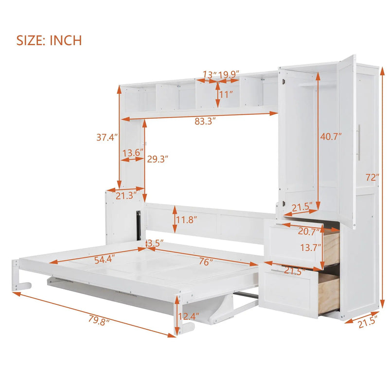 Space Saving Murphy Wall Bed With Closet And Drawers