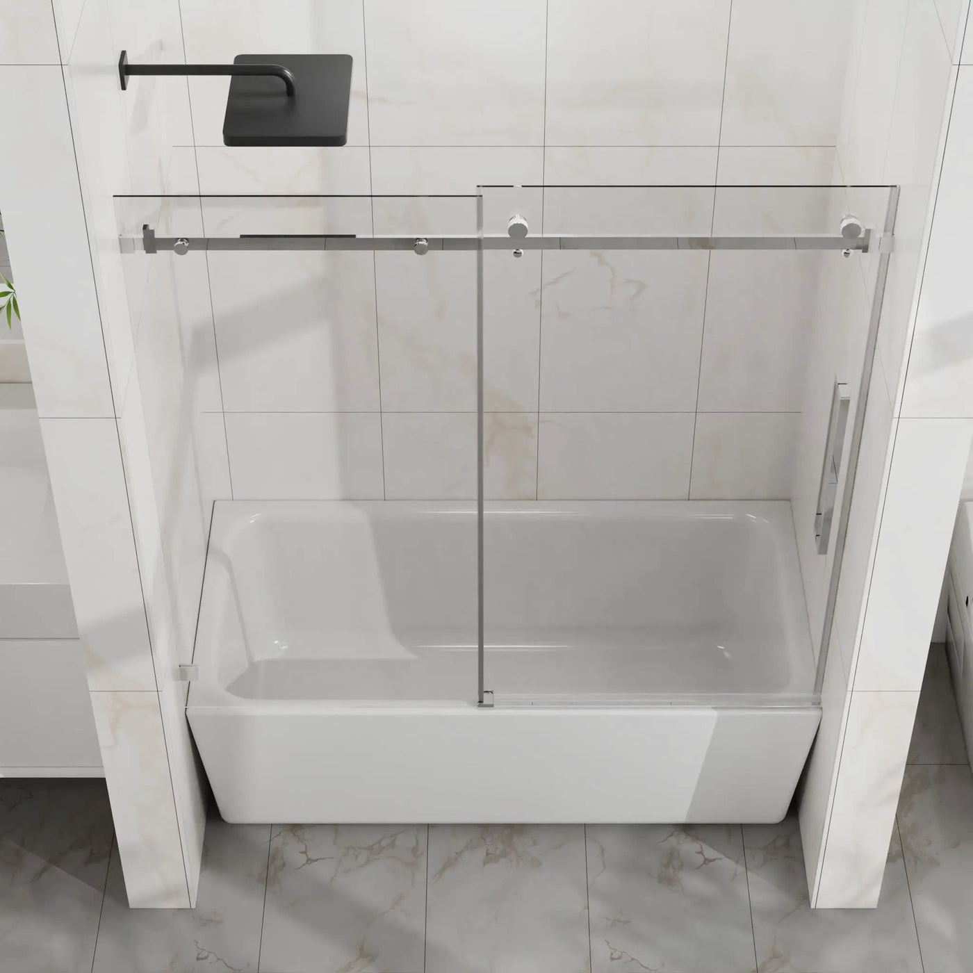 Frameless Tub Sliding Shower Door With Easy Clean Coating by HouseOfZazla