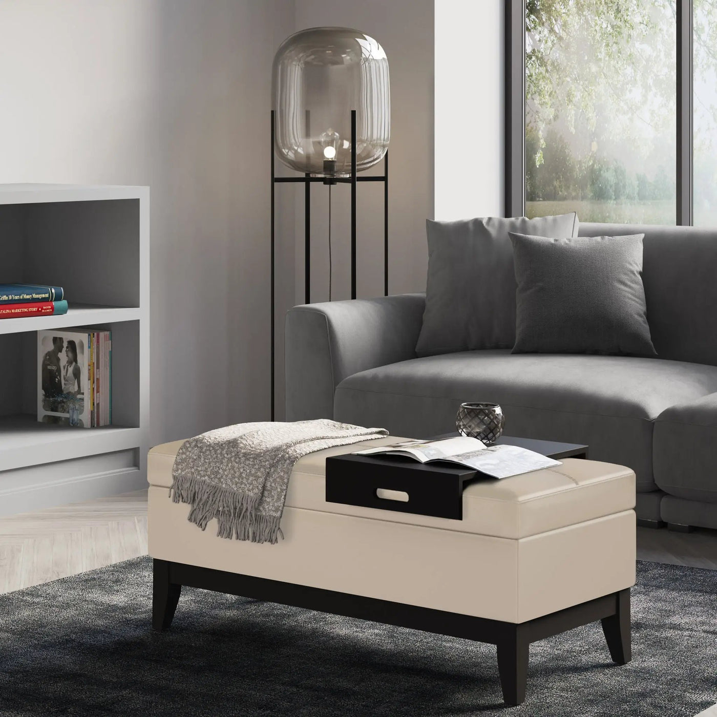 Oregon - Contemporary Storage Ottoman Bench With Tray by HouseOfZazla