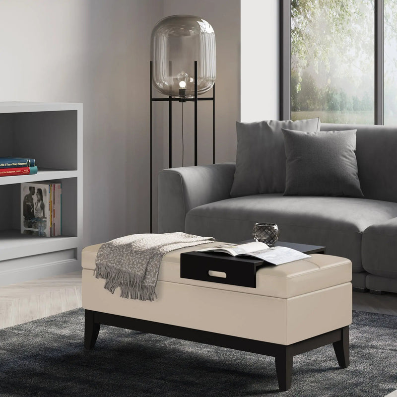 Oregon - Contemporary Storage Ottoman Bench With Tray by HouseOfZazla