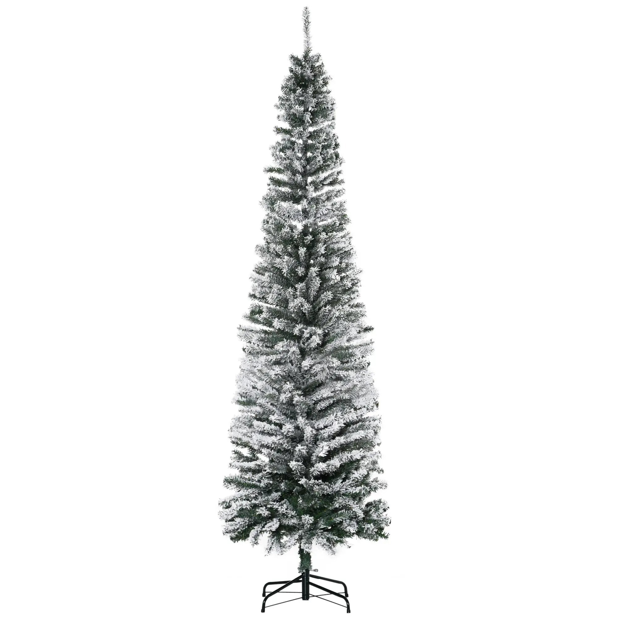HOMCOM 7.5' Tall Unlit Snow-Flocked Slim Artificial Christmas Tree by HouseOfZazla