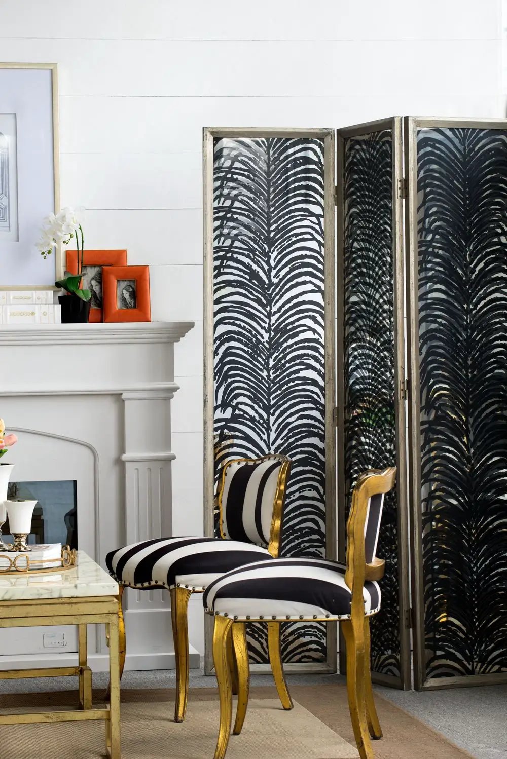 Room Divider, Herero 4 Panel Decorative Screen - Black by HouseOfZazla