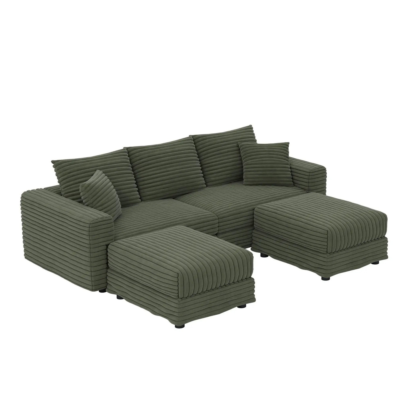 Convertible Deep Seat Sofa With Soft Pillows And Ottomans by HouseOfZazla