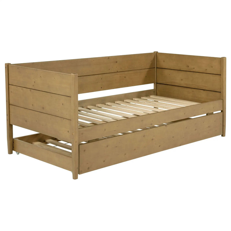 Calinda Wood Twin Daybed With Trundle Natural by Unique Piece Furniture