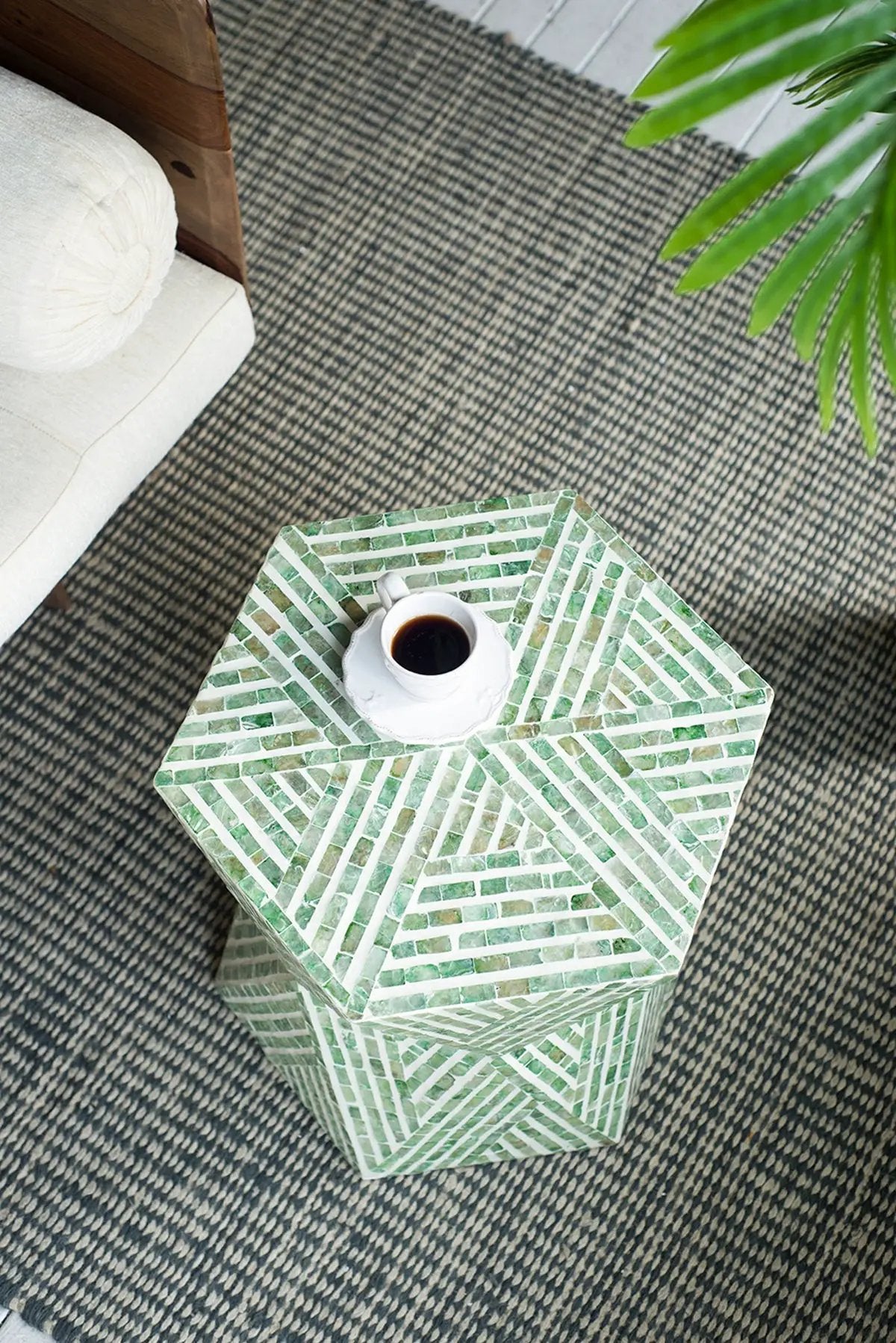 19x19x20" Tapered Green Pedestal Stool by HouseOfZazla