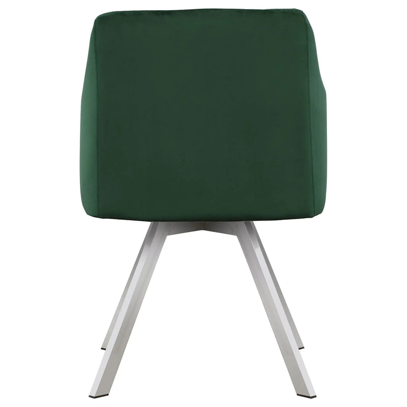 Tufted Swivel Dining Chair With Slim Sloped Arms - Green by HouseOfZazla