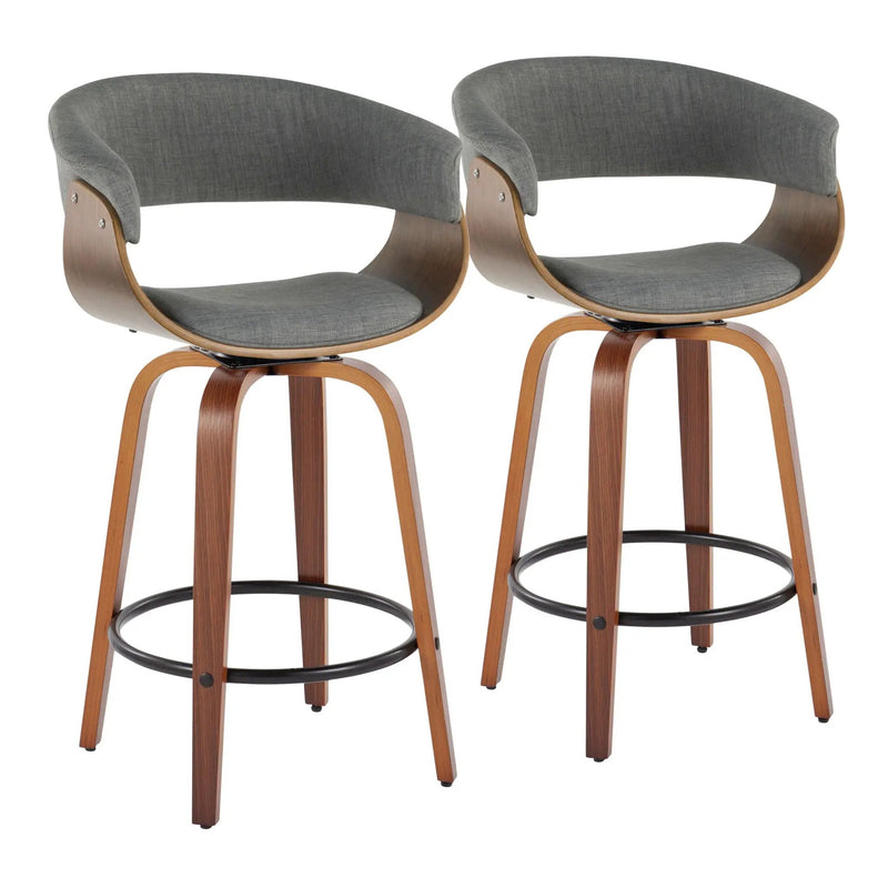 Vintage Mod - Mid Century Modern Fixed Height Counter Stool & Swivel With Round Footrest (Set of 2) by HouseOfZazla