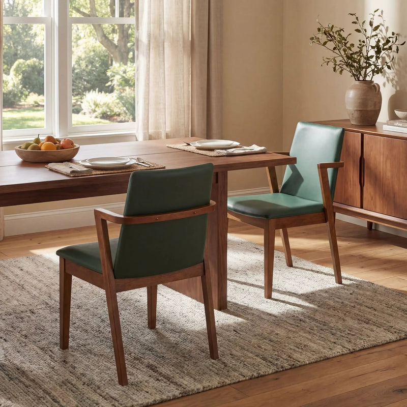 Dining Chairs (Set of 2) - Green / Walnut by HouseOfZazla
