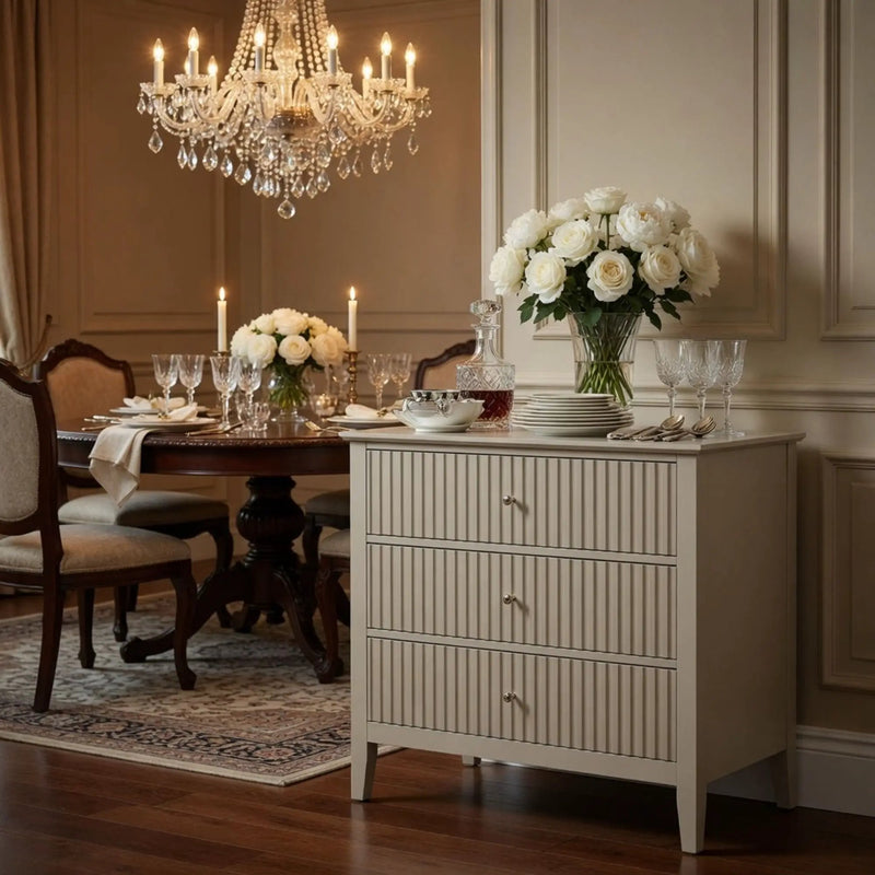 Fluted 3 Drawer Nightstand With Soft Close Slides by HouseOfZazla