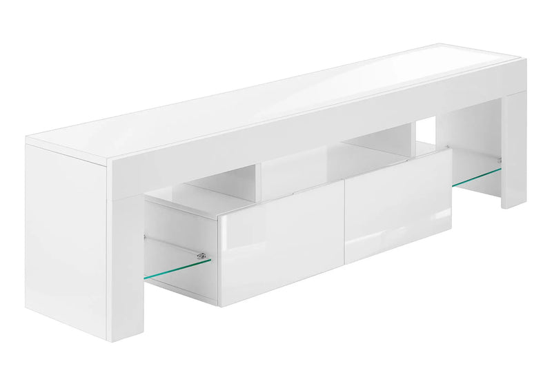 TV Stand, Console, Media Entertainment Center, Storage Cabinet, Glossy Contemporary & Modern - White by Unique Piece Furniture