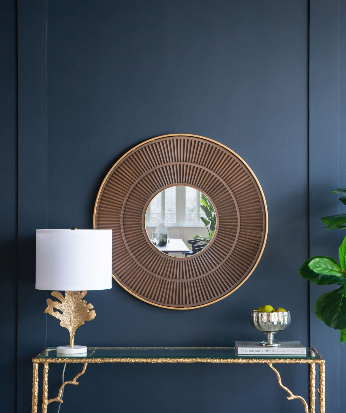 Round Wooden Wall Mirror with Iron Frame - Neutral Colorway, photo 10 of 21