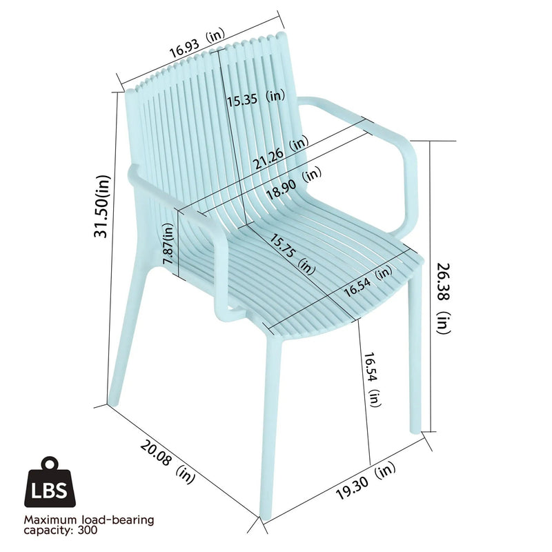 4 Modern Stackable Plastic Armchair Matched With Round Table by HouseOfZazla